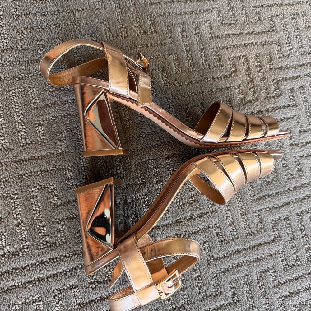 Tory Burch Metallic Strappy Heels Size 8.5 - Picture 12 of 16